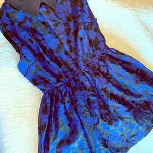 Black dress with blue floral lace overlay